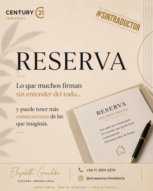 Contenido inmobiliario de Elizabeth sobre reservas